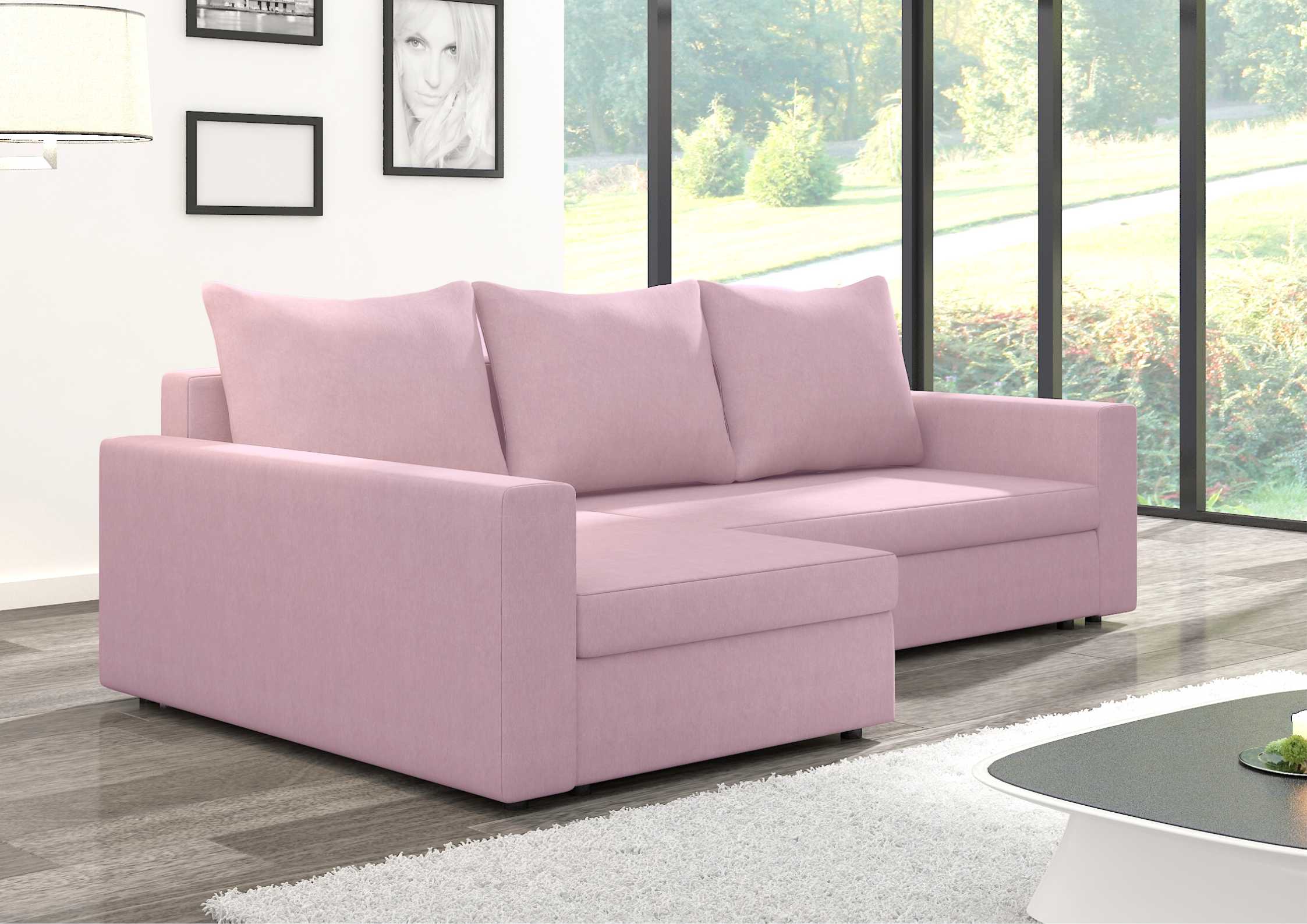 Klasyczny różowy narożnik rozkładany